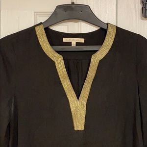 Black blouse gold trim